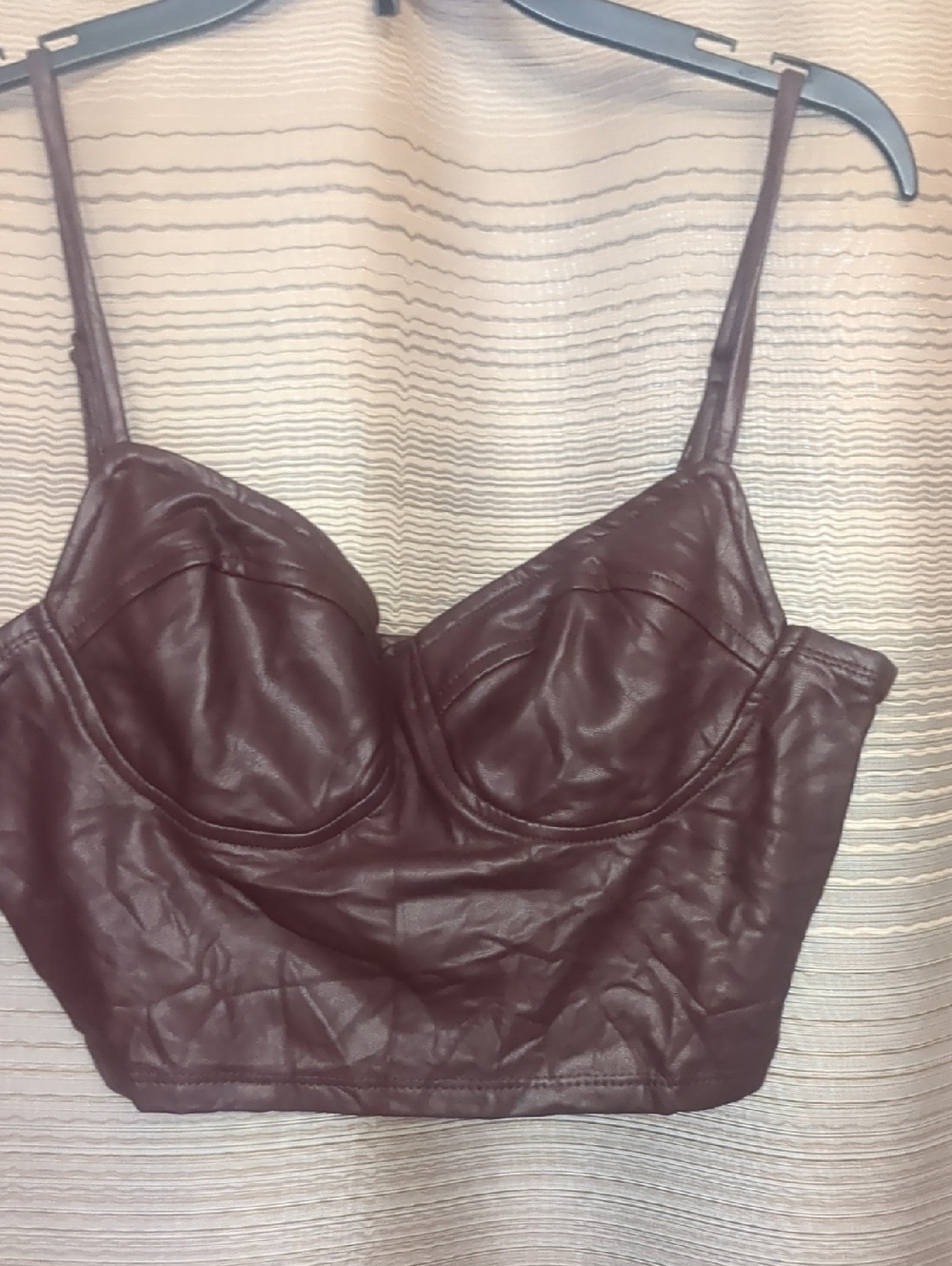 Iris Faux Leather Burgundy Crop Bustier